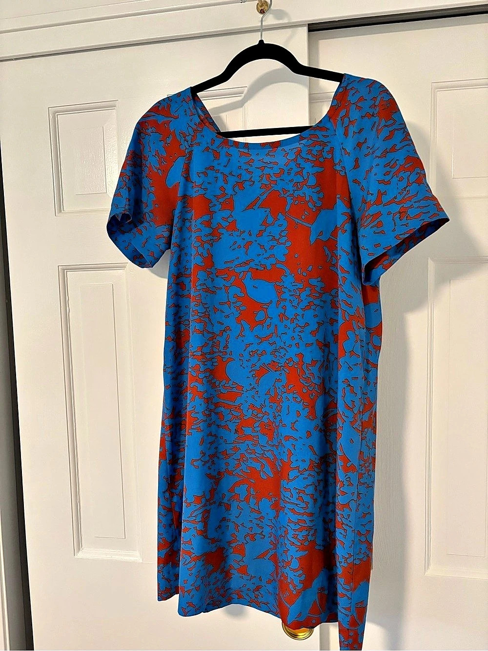 Bensimon Abstract Mini Dress in Blue & Red Size Medium